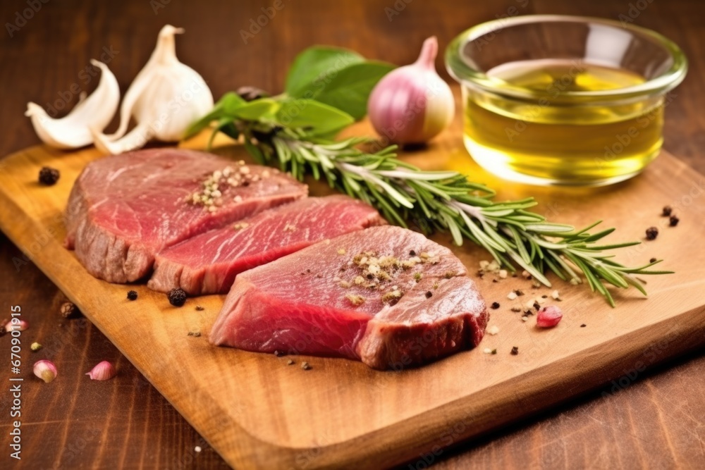 lamb sirloin steak well-rubbed with garlic and rosemary lamb sirloin steak well-rubbed with garlic and rosemary
