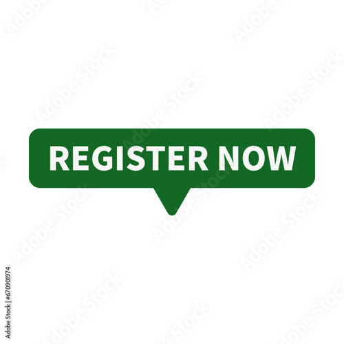 Register Now In Green Rectangle Shape For Advertising Marketing Sign Up
