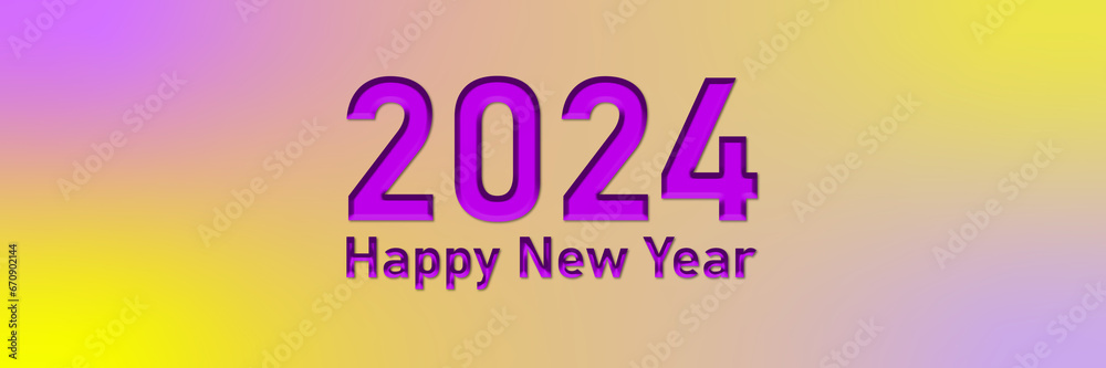2024 Happy New Year Banner. 2024 in purple, 2024 text for new year celebration 2024 Happy New Year Banner. 2024 in purple, 2024 text for new year celebration