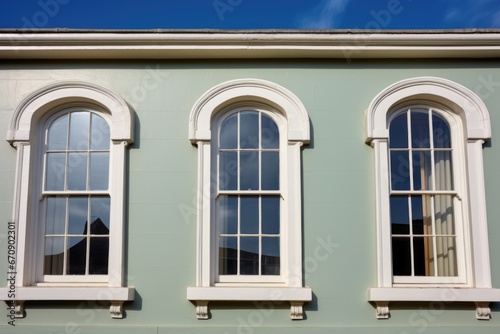 close-up of a georgian sash window in five-bay facade