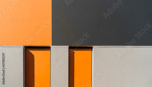 Minimalist Architecture Background With Squares in Orange & Grey (ID: 670902317)