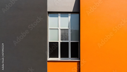 Minimalist Architecture Background With a Window in Grey & Orange (ID: 670902329)