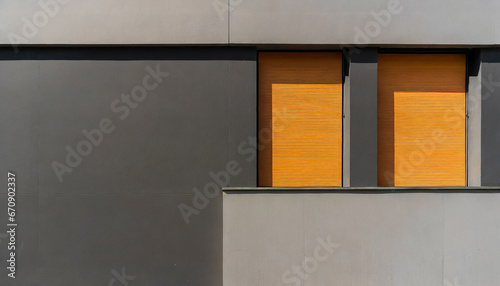 Minimalist Architecture Background in Grey & Orange With Copy Space (ID: 670902337)