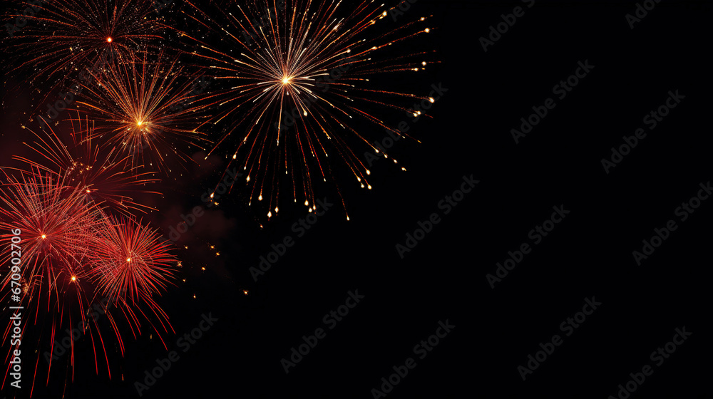 New Year's Eve background design with fireworks with empty copy space
