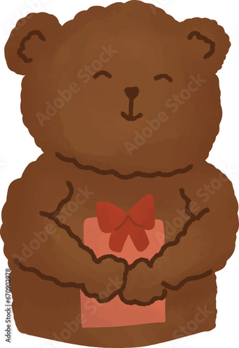 Bear bringing gift smiling cute