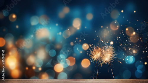 New Year's Eve background design with fireworks with empty copy space