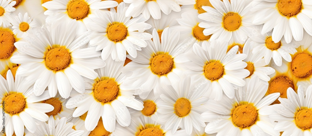 Floral design with a backdrop showcasing daisy flowers Floral design with a backdrop showcasing daisy flowers