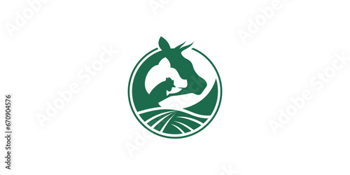 cow pig chicken farm logo vector icon template. classic design style	