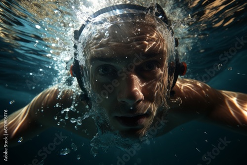  swimmer's graceful underwater glide during a breaststroke, Generative AI