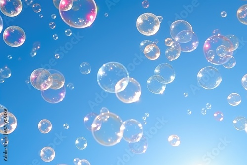 sparkling soap bubbles floating in the air