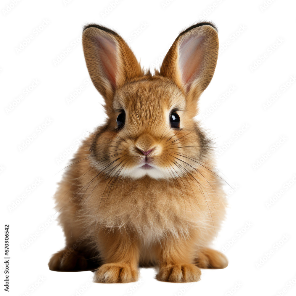 Cute little rabbit isolated on transparent background