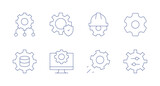 Gear icons. Editable stroke. Containing gear, data science, settings, engineering, setting.