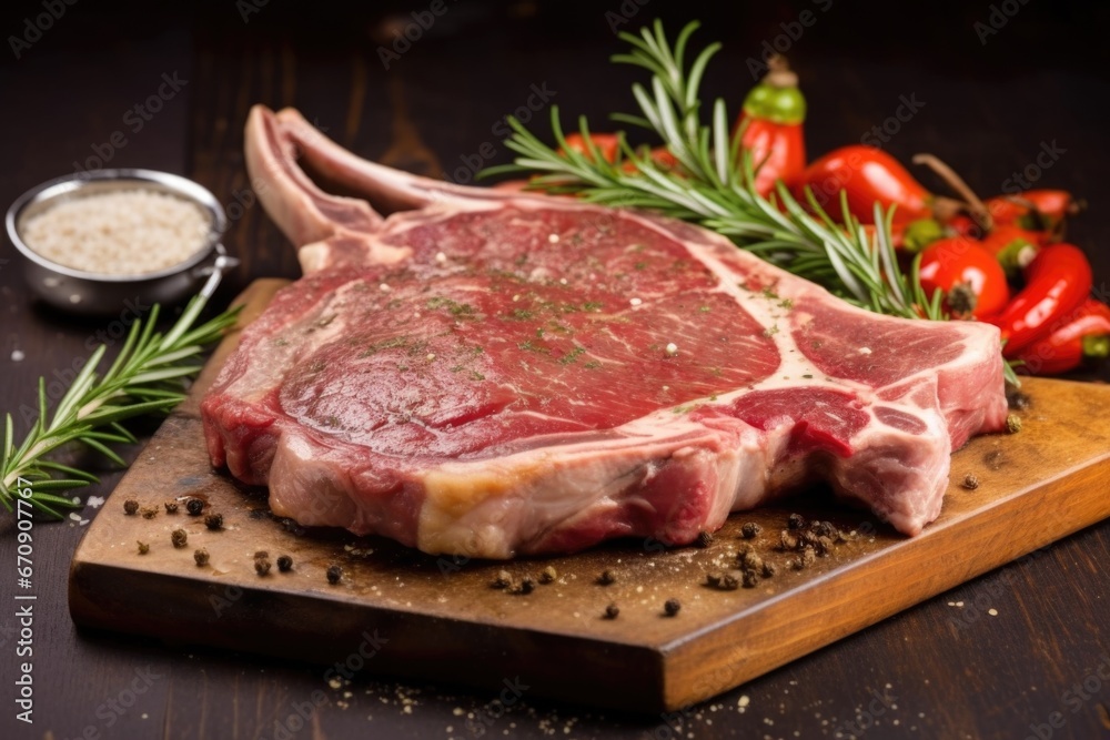 t-bone steak ready for serving with thyme fumes t-bone steak ready for serving with thyme fumes