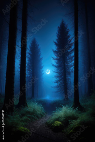 forest by night, generated by artificial intelligence