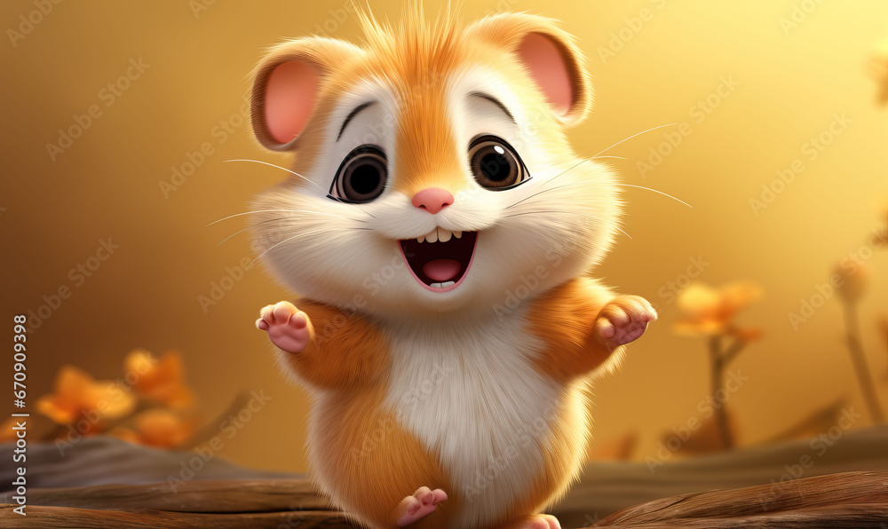 Cartoon 3d hamster on an autumn background. Cartoon 3d hamster on an autumn background.