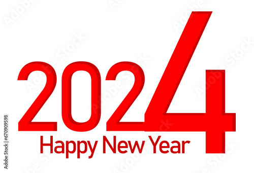 2024, red color text for 2024 isolated on white background, 2024 new year photo