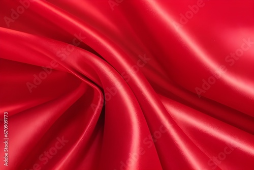 Vibrant Red Silk Satin Texture - Luxurious Shiny Fabric Background for Design and Product Display ai image 