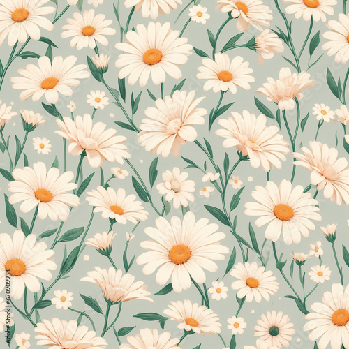 seamless pattern with daisies © akarawit