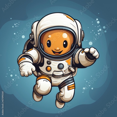 Cute Astronaut Jumping , Cartoon, Icon Illustration