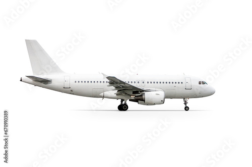 White modern passenger airliner isolated