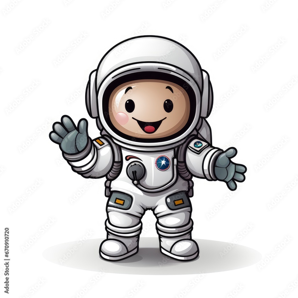 Cute Astronaut With Peace Hand , Cartoon, Icon Illustration