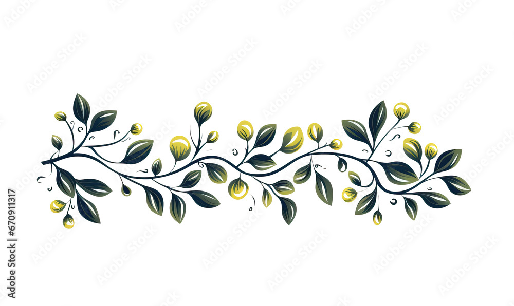 Branch with leaves and berries isolated on a white background Branch with leaves and berries isolated on a white background