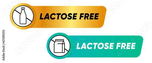 Lactose free label stamp sticker emblem badge gold and green no milk