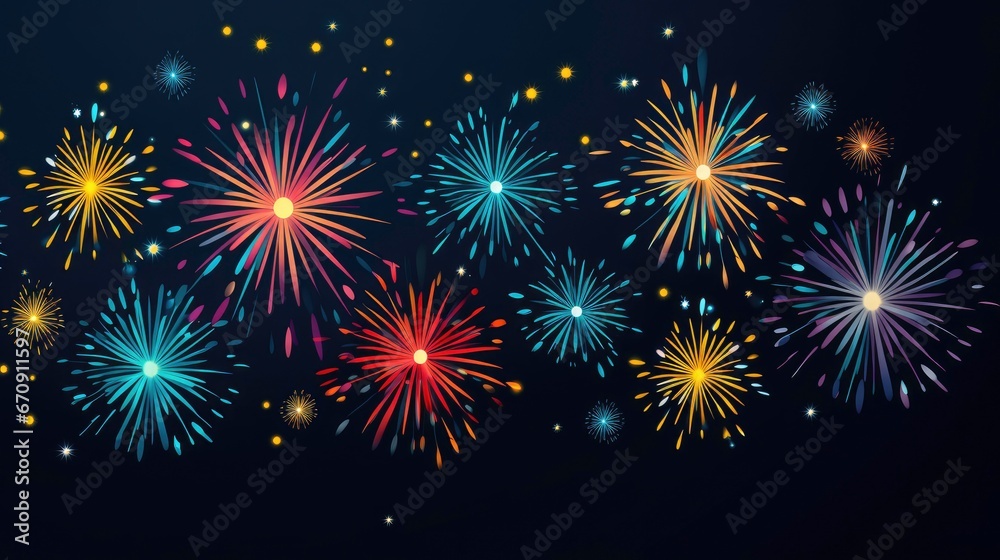 Exploding Festival Firework in Night Sky, Holiday Celebration Scene Exploding Festival Firework in Night Sky, Holiday Celebration Scene