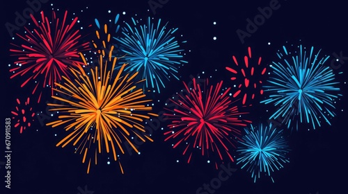 Exploding Festival Firework in Night Sky, Holiday Celebration Scene