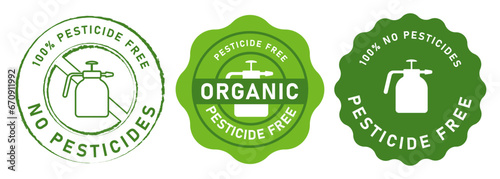 Pesticide free no pesticides emblem stamp green cross chemical spray
