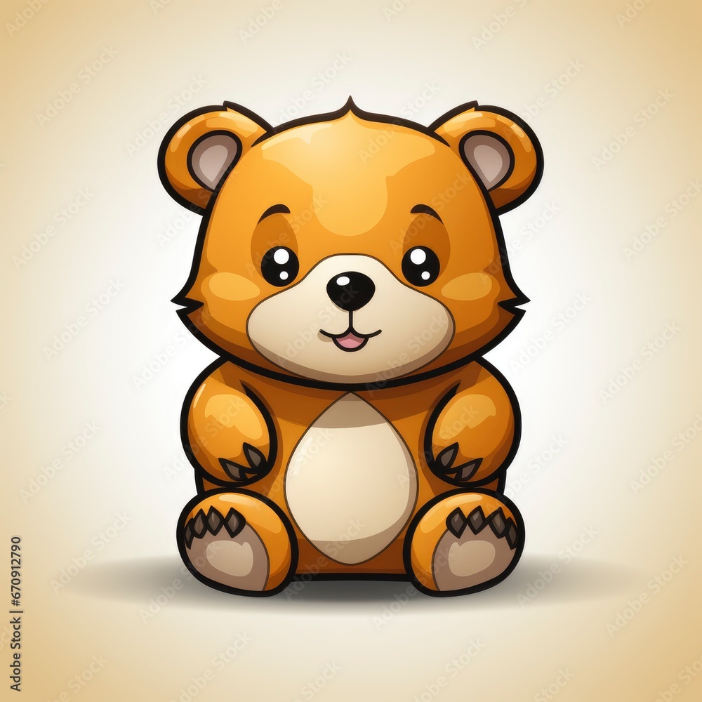 Obraz premium Cute Bear Bite Honeycomb , Cartoon, Icon Illustration