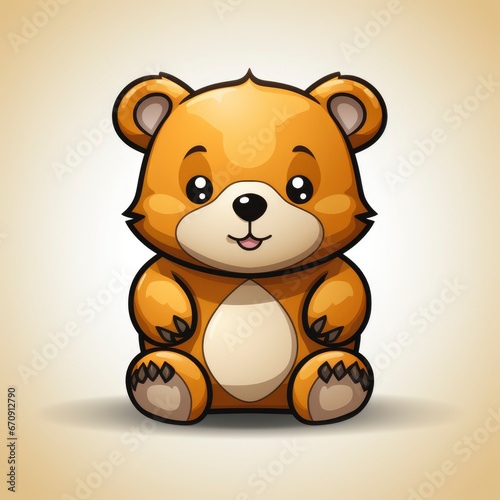 Cute Bear Bite Honeycomb   Cartoon  Icon Illustration