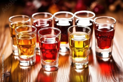 liqueur samples labeled with different flavor profiles photo