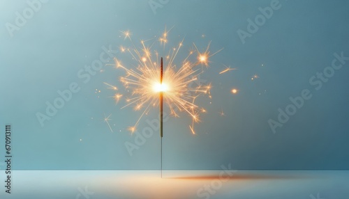 Serene New Year Sparkler on Light Blue Background photo