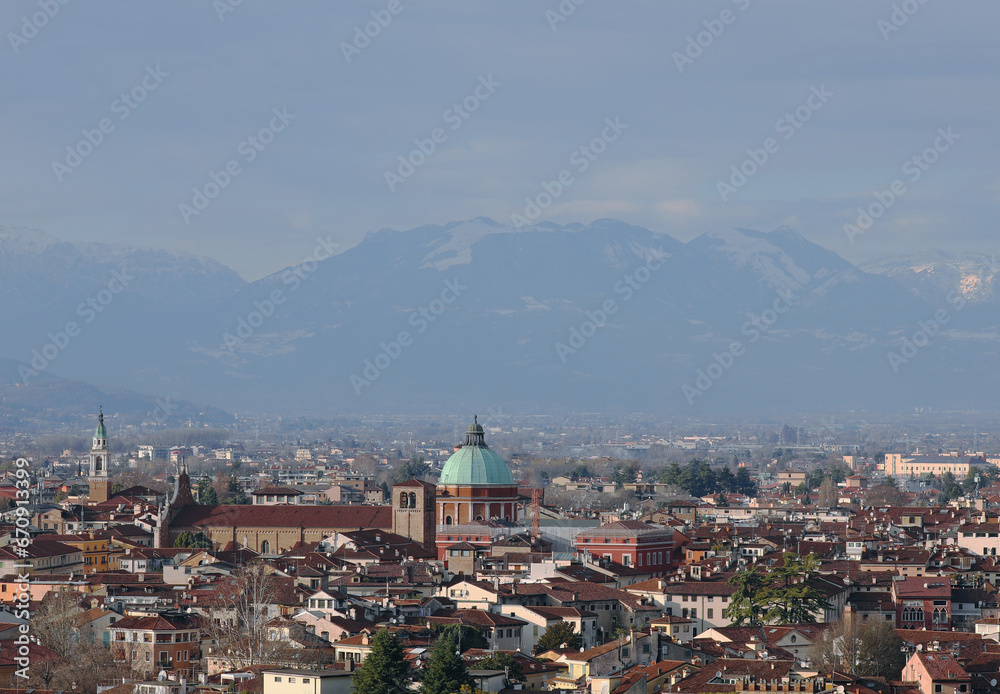 Panorama of VICENZA city in Italy and the dome od Cathedral and more buildings