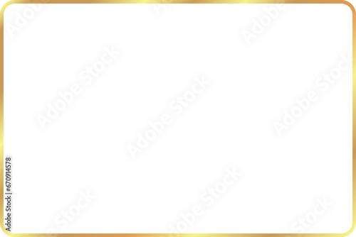 Elegant golden rectangular frame png border on transparent background