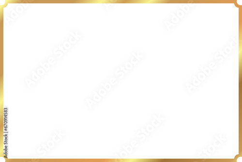 Elegant golden rectangular frame png border on transparent background