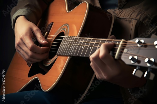 Country music singer guitar song. Classic finger performance song play. Generate AI