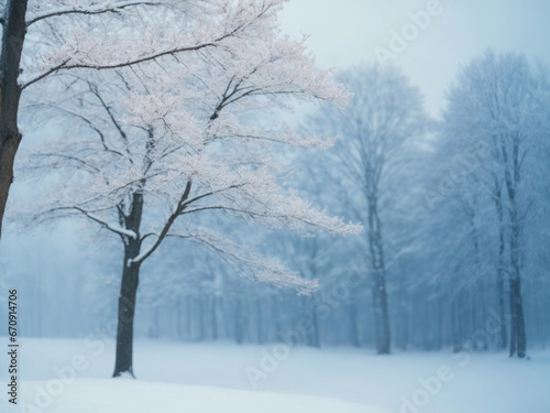 snow on trees winter background. AI Generative