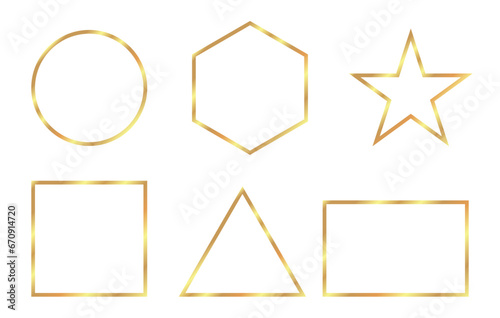 Geometric shape gold frame set vector illustration