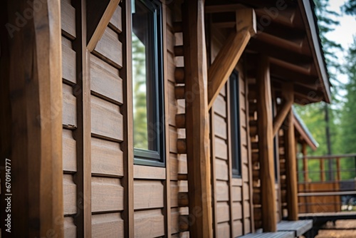 close-up of cabins handcrafted wooden details