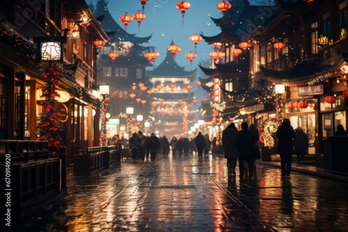 Vibrant lantern-lit streets during Chinese New Year, Generative AI © Shooting Star Std