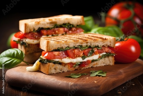 grilled brick-pressed mozzarella and tomato sandwich