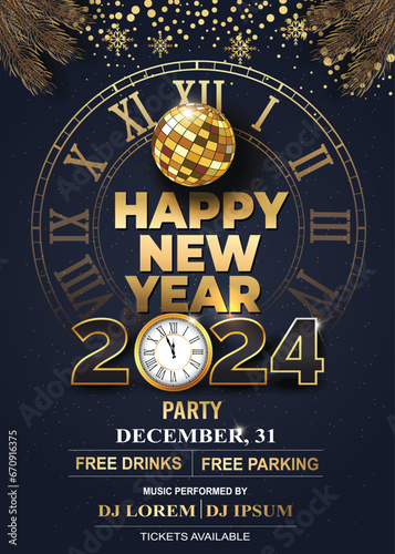 2024 Happy New Year Background for your Flyers and Greetings Card or new year themed party invitations