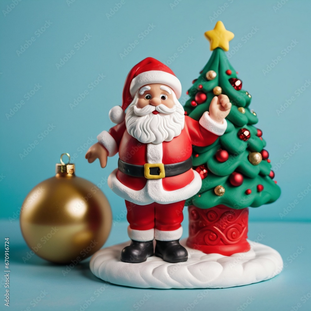 Santa Clause standing near decorated Christmas tree Santa Clause standing near decorated Christmas tree