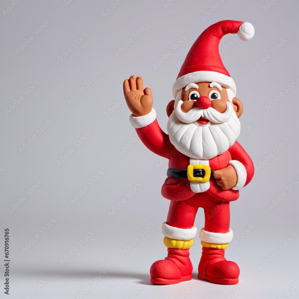 Cute Santa Clause waving hand and isolated on plain background Cute Santa Clause waving hand and isolated on plain background