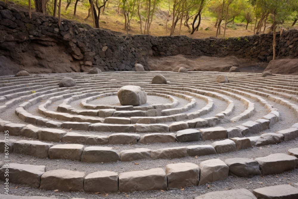 circular labyrinth path made of stones circular labyrinth path made of stones