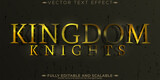 Kingdom metallic text effect; editable warrior and knight text style