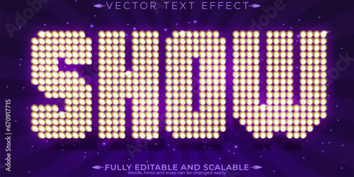 Show neon light text effect, editable retro and glowing text style