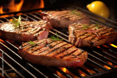 grilled tuna steaks with lemon wedges for dressing